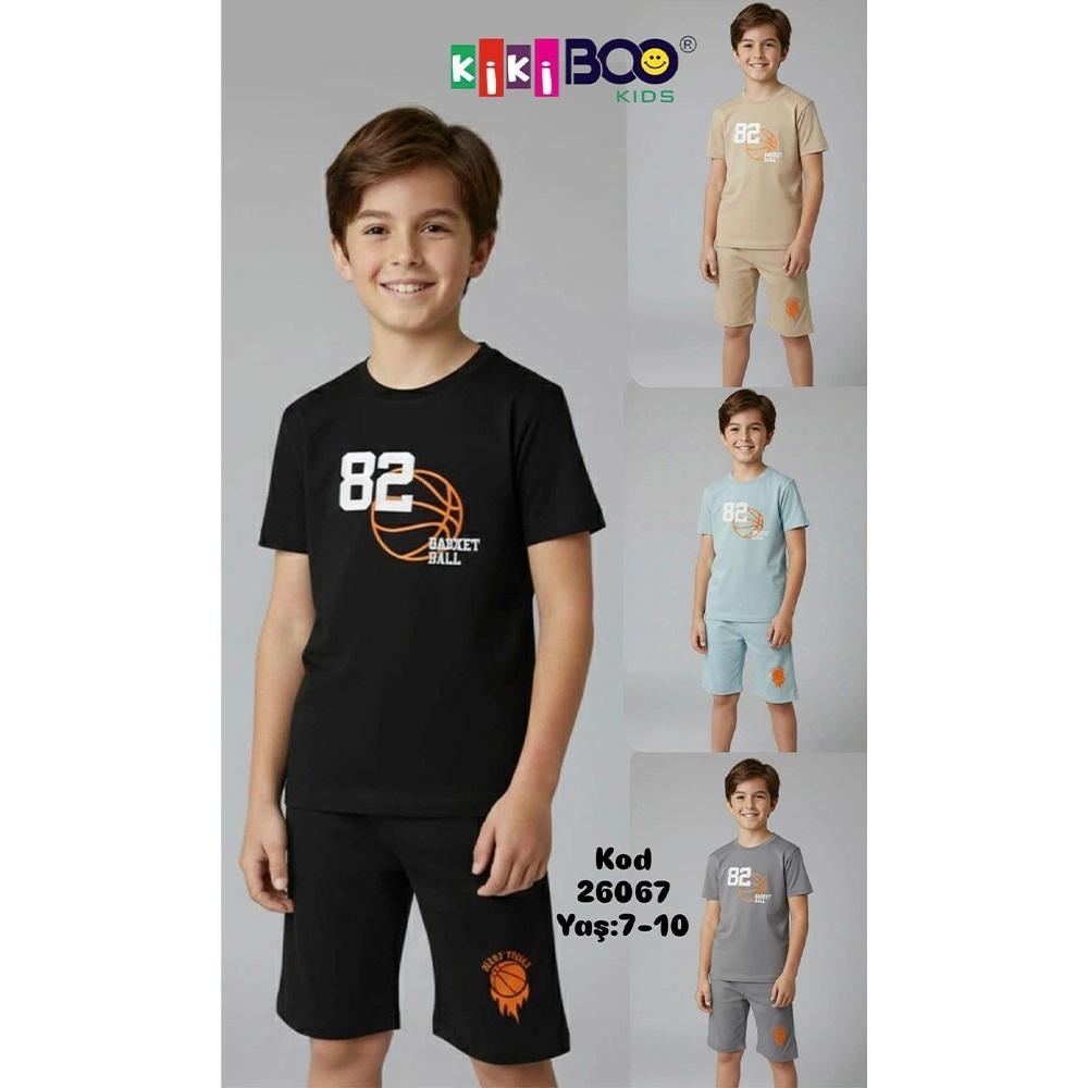 Kikiboo Kids 26067 Erkek Çocuk Penye 82 Baskılı Şortlu Takım 7-10 Yaş