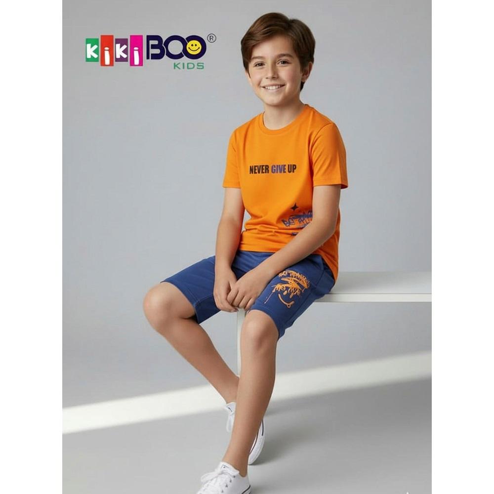 Kikiboo Kids 26071 Erkek Çocuk Penye Never Gıve Up Baskılı Şortlu Takım 7-10 Yaş