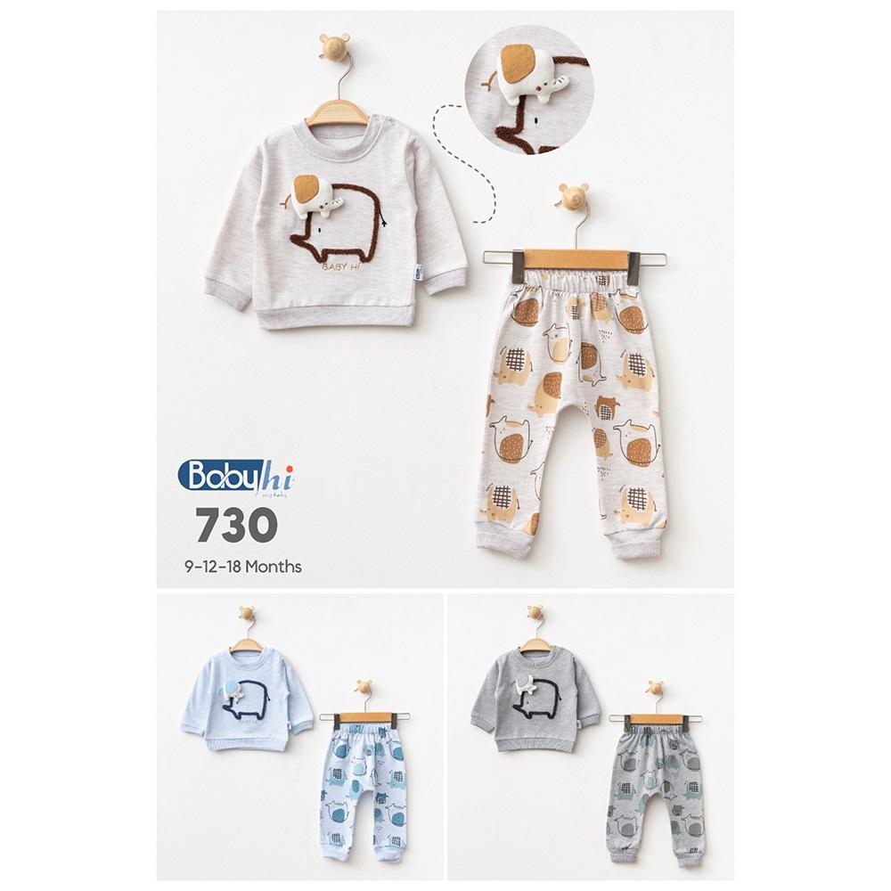 Baby Hi 730 Erkek Bebe Sevimli Filer Nkışlı 2Li Takım 9-18 Ay