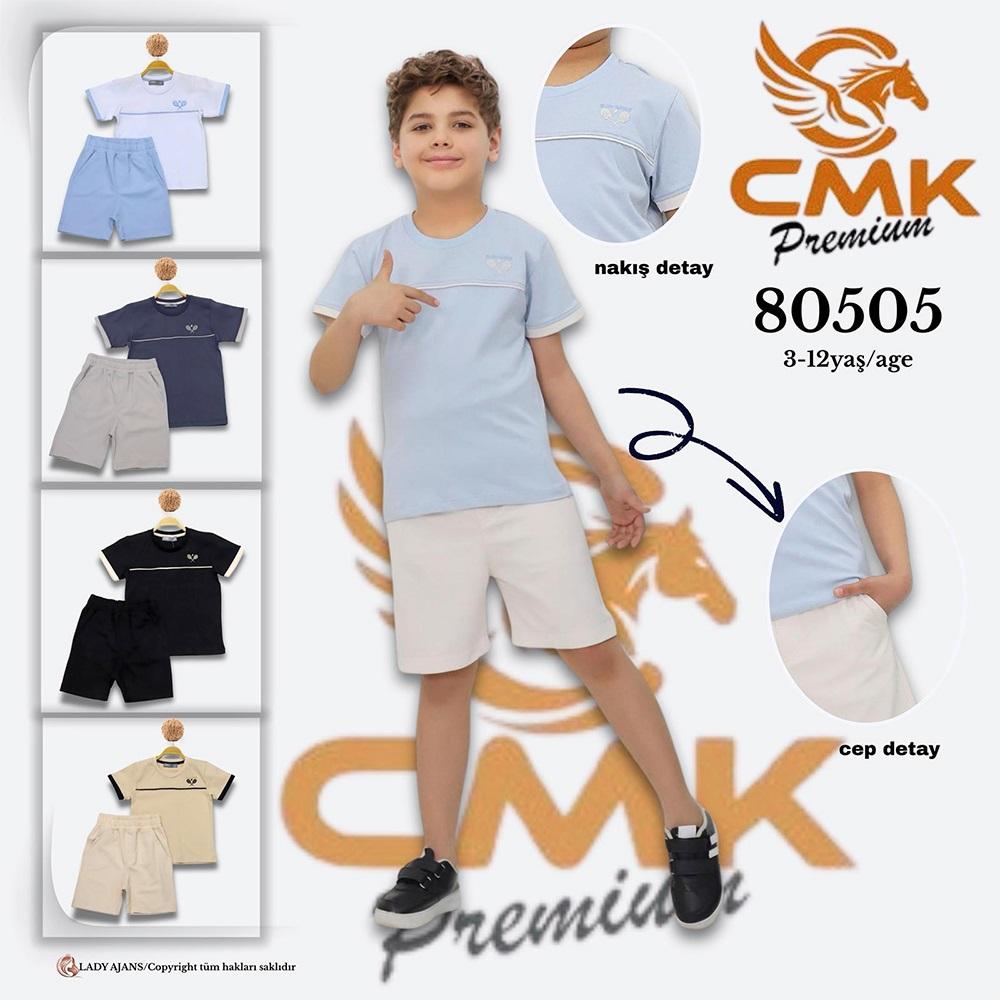 CMK KIDS 80505 Erkek Çocuk Club Tennis Nakışlı Şortlu Takım 3-10 Yaş