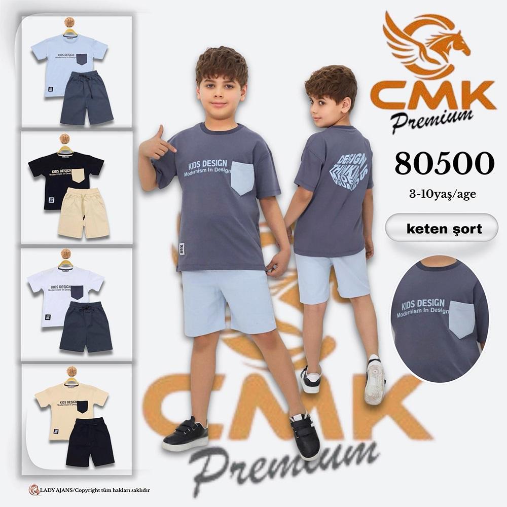 CMK KIDS 80500 Erkek Çocuk Penye Kıds Desıng Baskılı Kot Şortlu Takım 3-10 Yaş