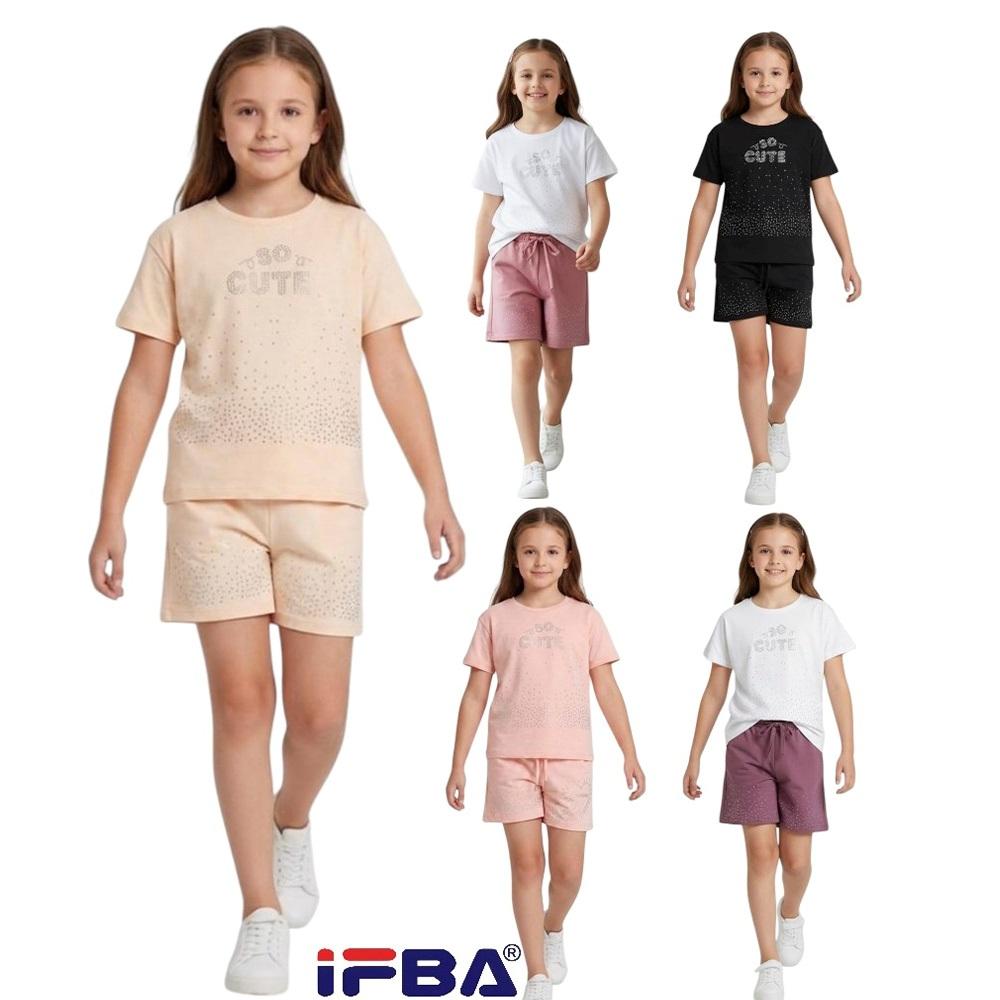 İfba Kids 16115 Kız Çocuk Penye So Cute Taş Baskılı Şortlu Takım 3-7 Yaş