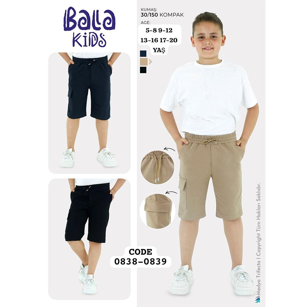 Bala Kids 0838 Erkek Çocuk Kompak Penye Komando Cepli Okul Kapri 13-16 Yaş