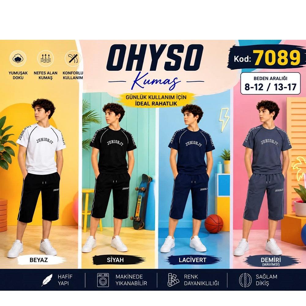 Junıorjoy 7089 Erkek Çocuk Oysho Kumaş Junıorjoy Baskılı Şortlu 2 Li Takım 13-17 Yaş
