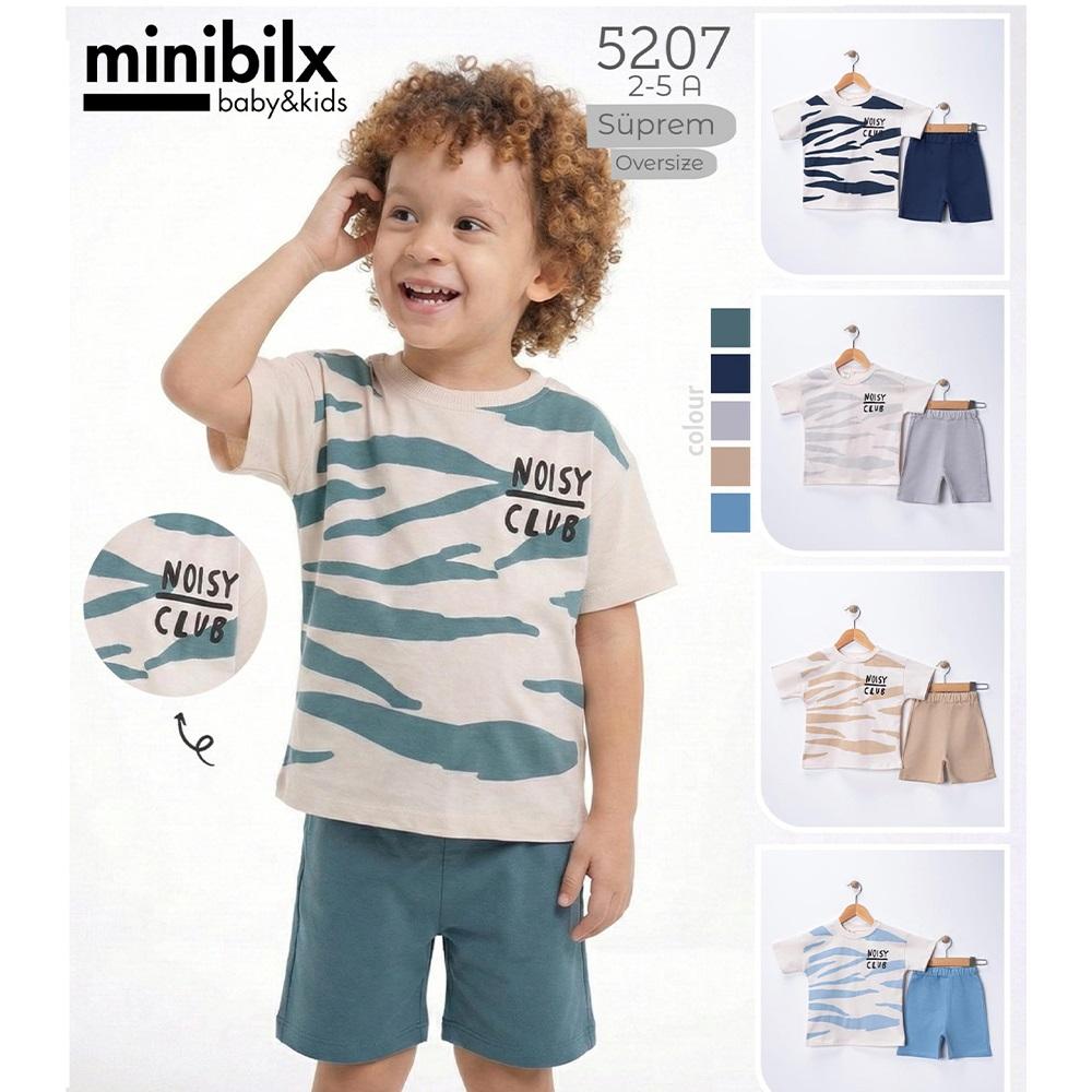 Minibilx 5207 Erkek Çocuk Penye Oversıze Nosy Club Baskılı Şortlu Takım 2-5 Yaş