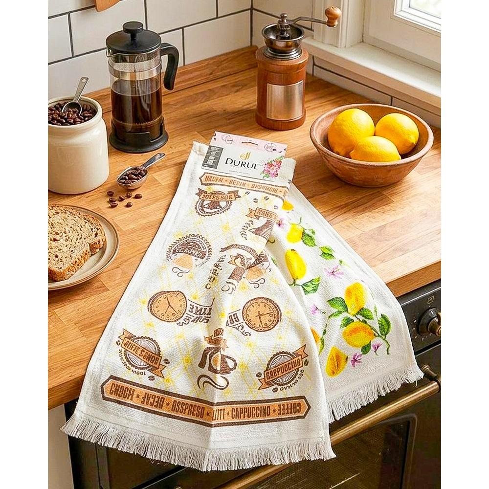 Durul 860 2 Li Baskılı Saçaklı Mutfak Havlusu 40X60 Cm