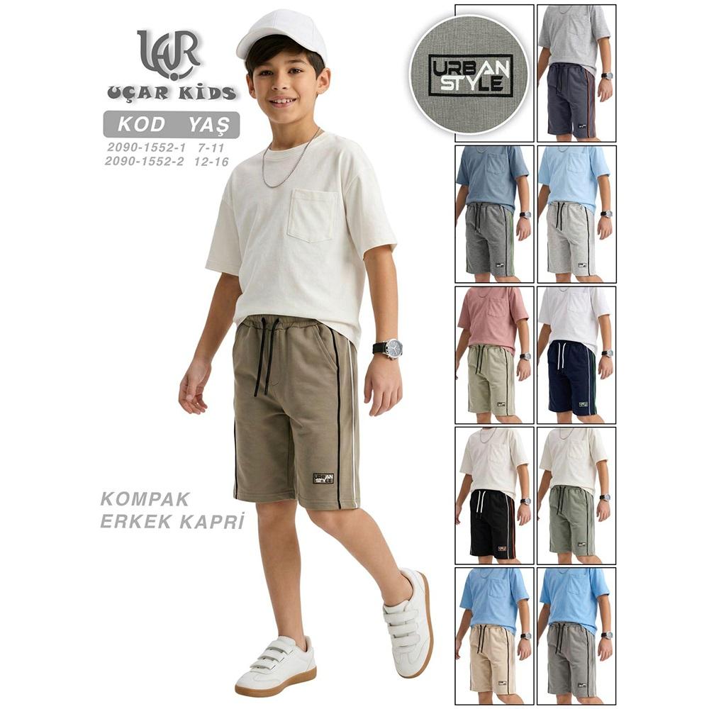 Uçar 2090-1 Erkek Çocuk Kompak Penye Urban Baskılı Düz Paça Kapri 7-11 Yaş