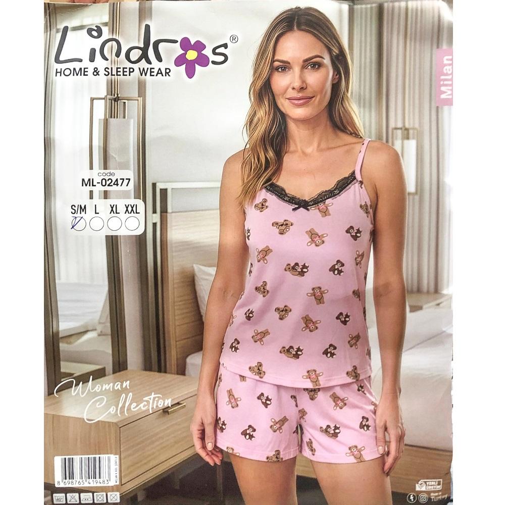 Lindros ML-02477 Bayan Milan Dantelli İp Askılı Şortlu Takımı S-2XL