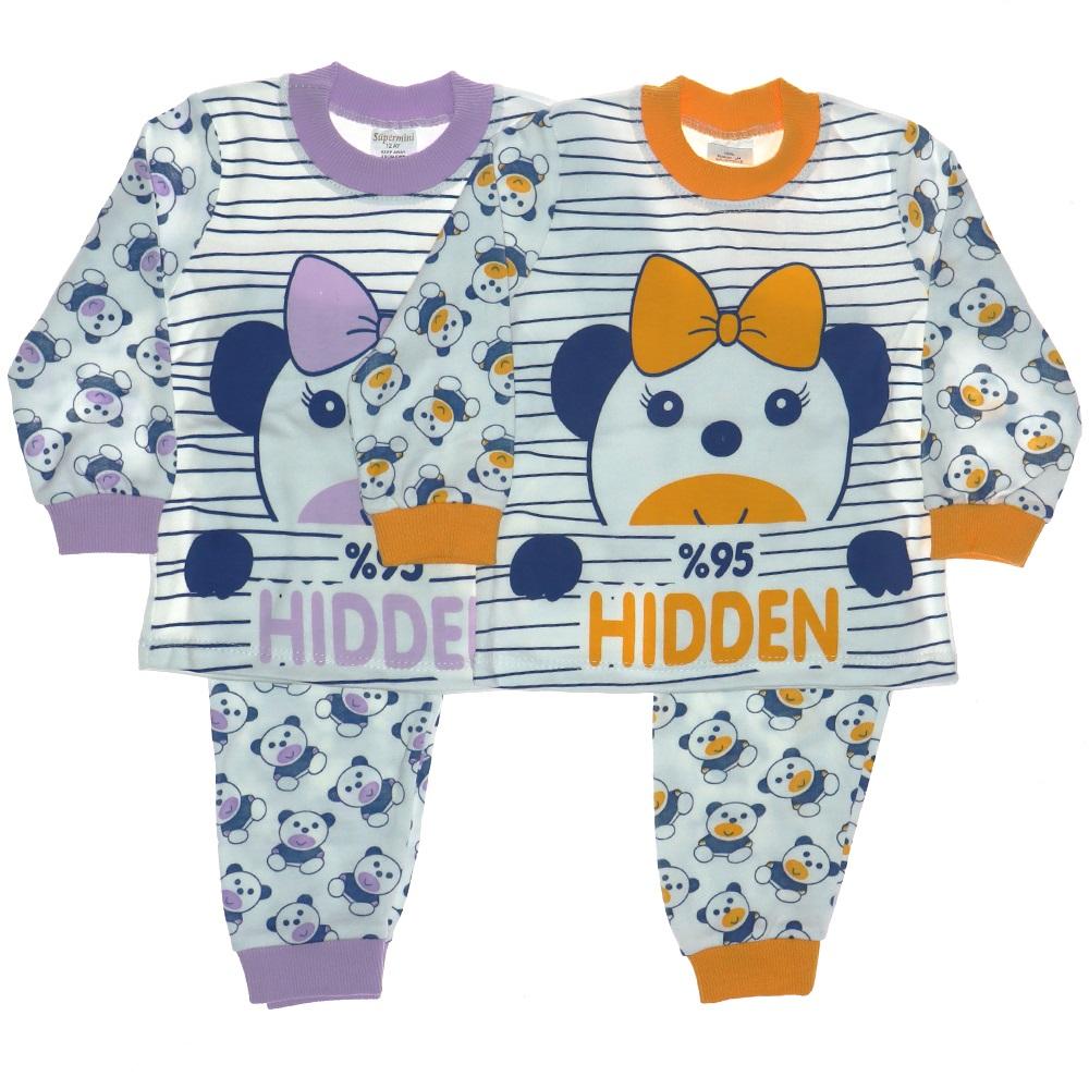 5340 Panda Baskılı Penye Kız Çocuk Pijama Takım 6-9-12 Aylık