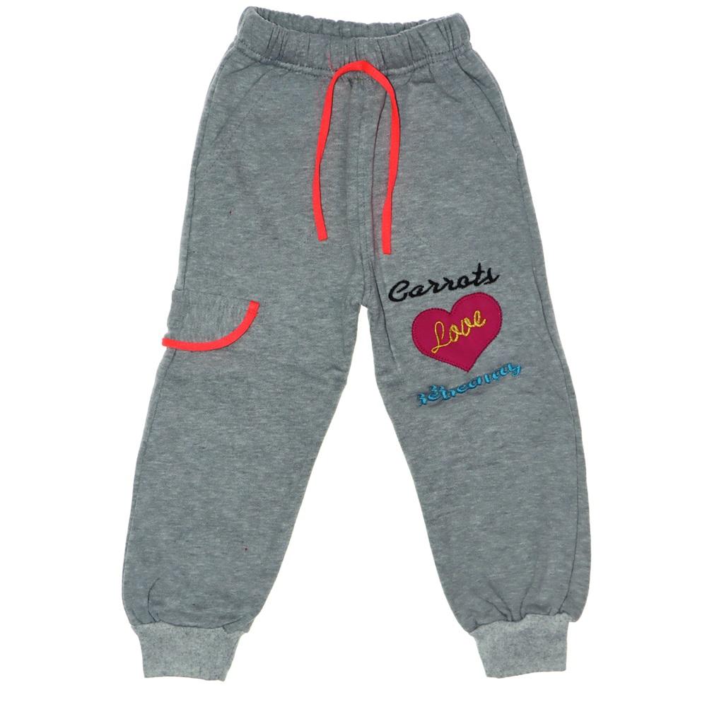 Kız Çocuk Kalp Nakışlı Üç İplik Pijama Altı 3-4-5-6 Yaş