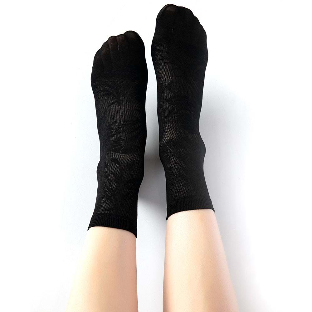 Desimo Bayan 40 Den Desenli Soket Çorap - Siyah