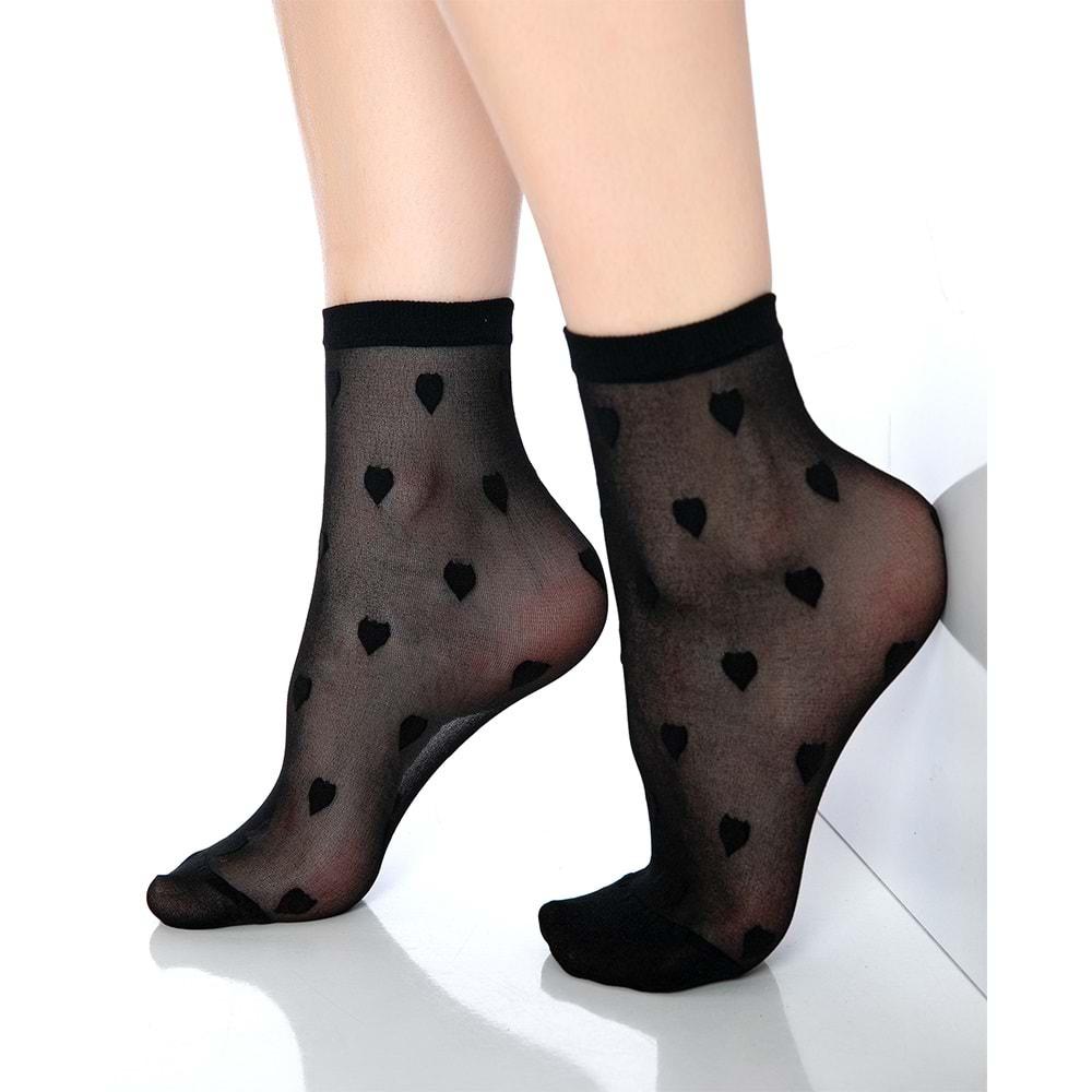 Desimo Bayan 20 Den Desenli Soket Çorap - 500-Siyah