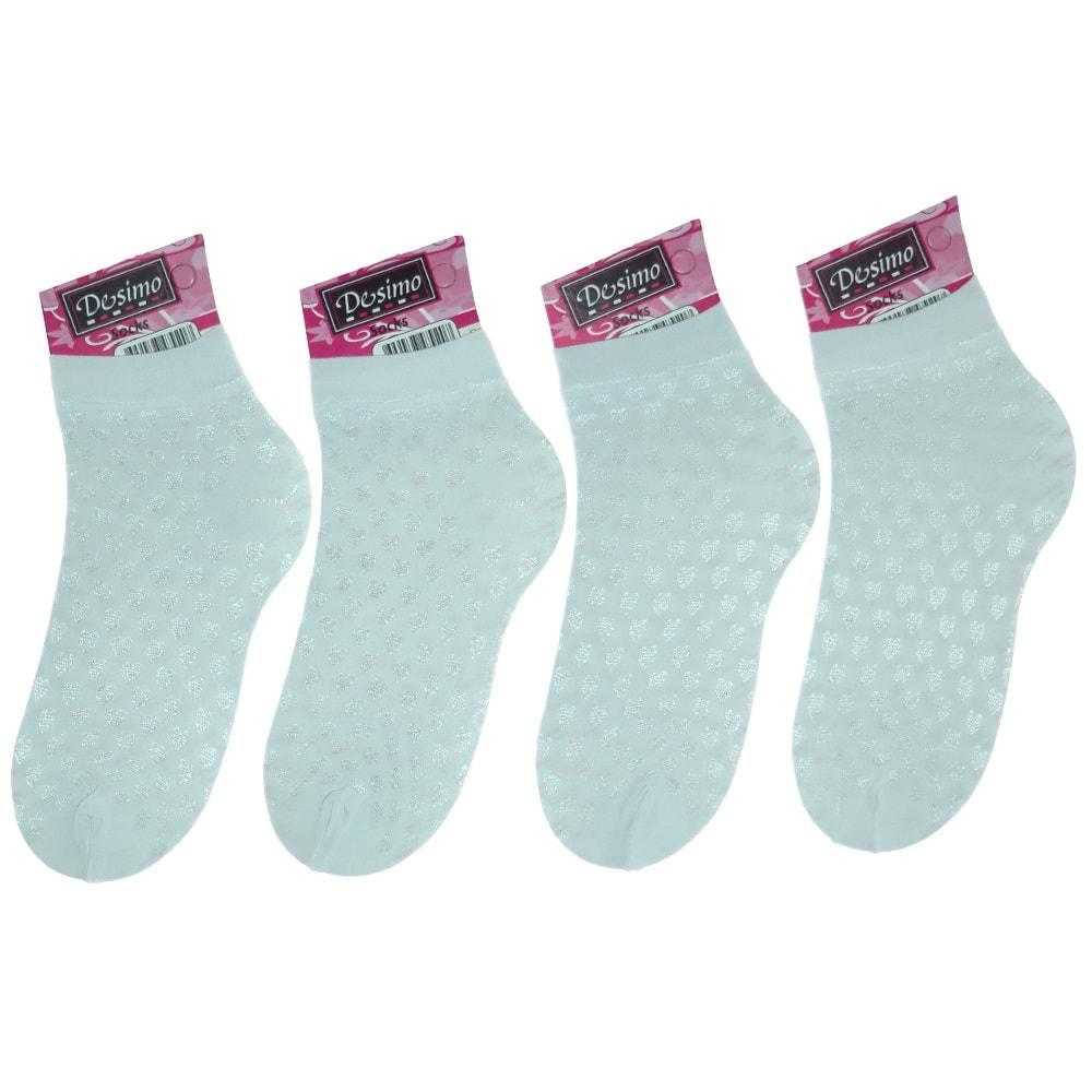 Desimo Bayan Micro Desenli Floş Patik Çorap - Beyaz