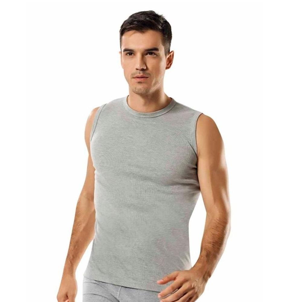 Tutku 0108 Erkek Ribana Spor Sıfır Kol Atlet Fanila - Gri - L