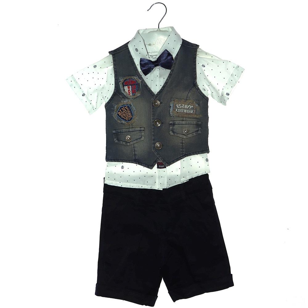 1160 Kot Yelekli Erkek Çocuk 3 Lü Takım 1-4 Yaş