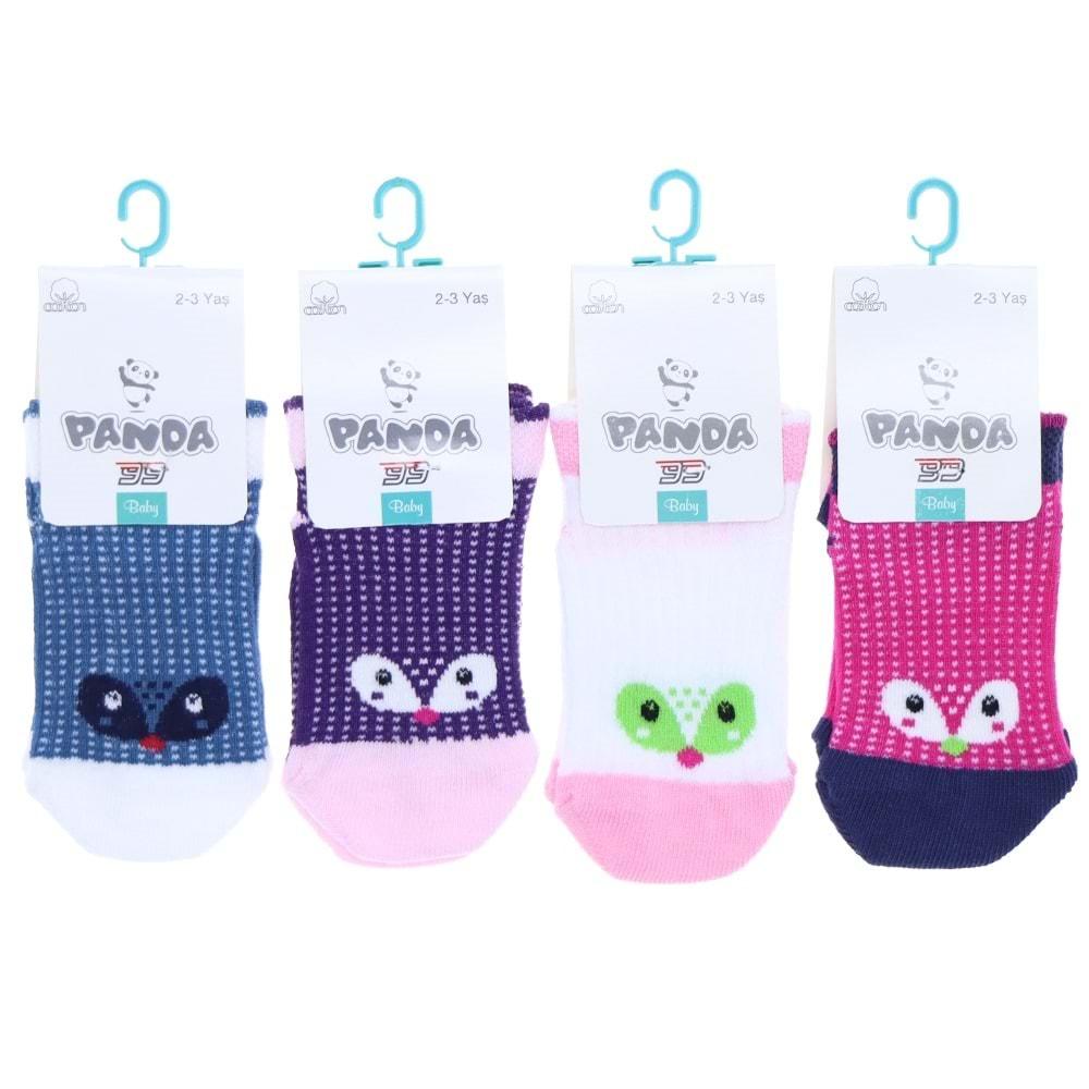 Panda P06 Kız Bebek Yıkamalı Patik Çorap - Karışık Renk - 2-3 YAŞ