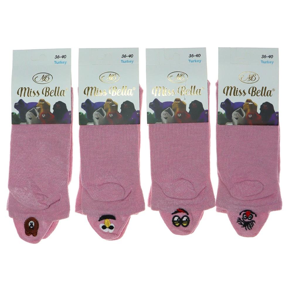 Misbella Bayan Likralı Emoji Nakışlı Patik Çorap