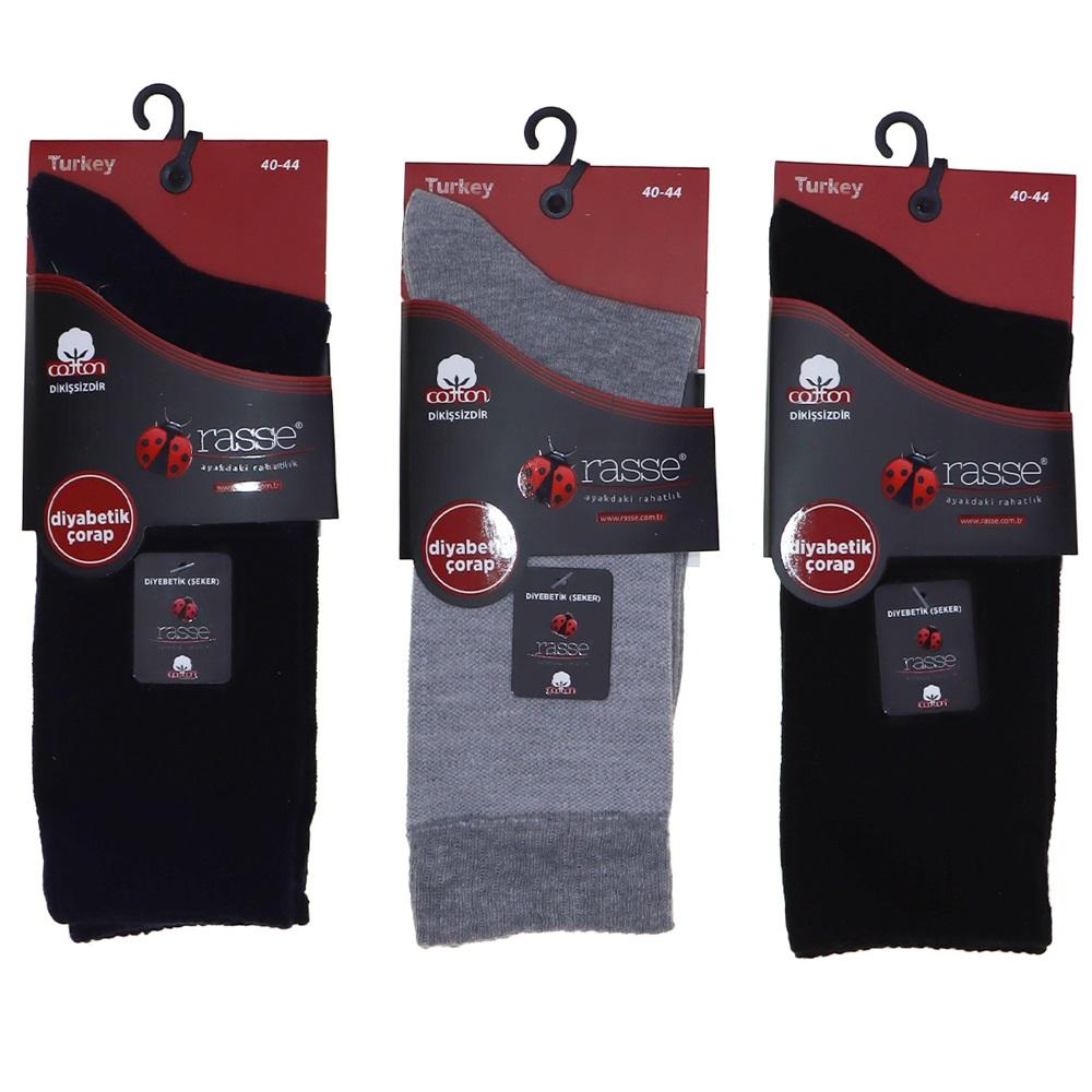 Rasse Erkek Dikişsiz Likralı Diyabetik Soket Çorap