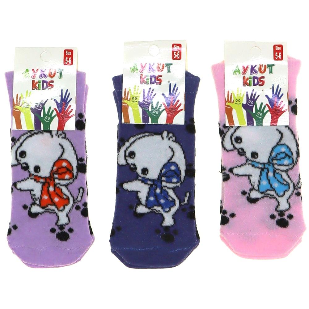 Aykut Kız Çocuk Desenli Patik Çorap Açık Renk