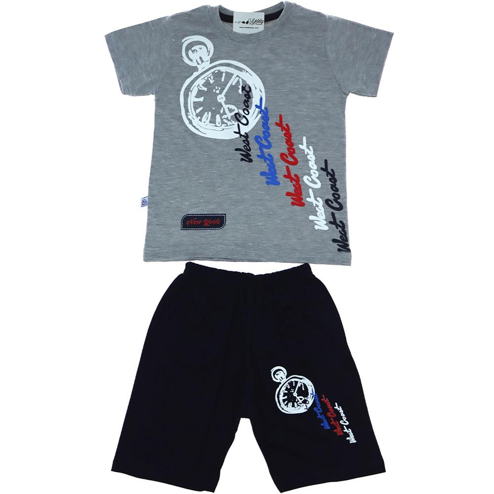 5025 Zuzu Polo Penye Saat Baskılı Kaprili 2 li Takım 1-4 Yaş