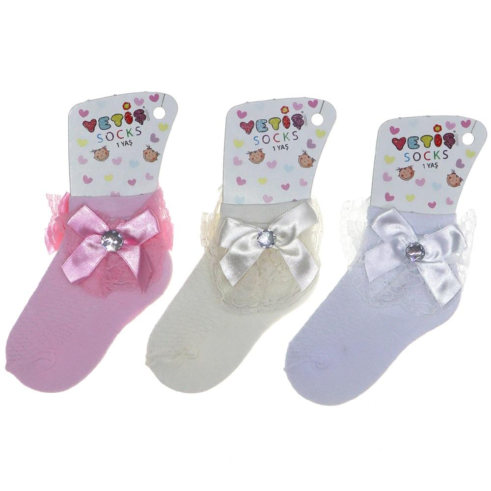 Yetiş Aksesuarlı Likralı Kız Patik Çorap