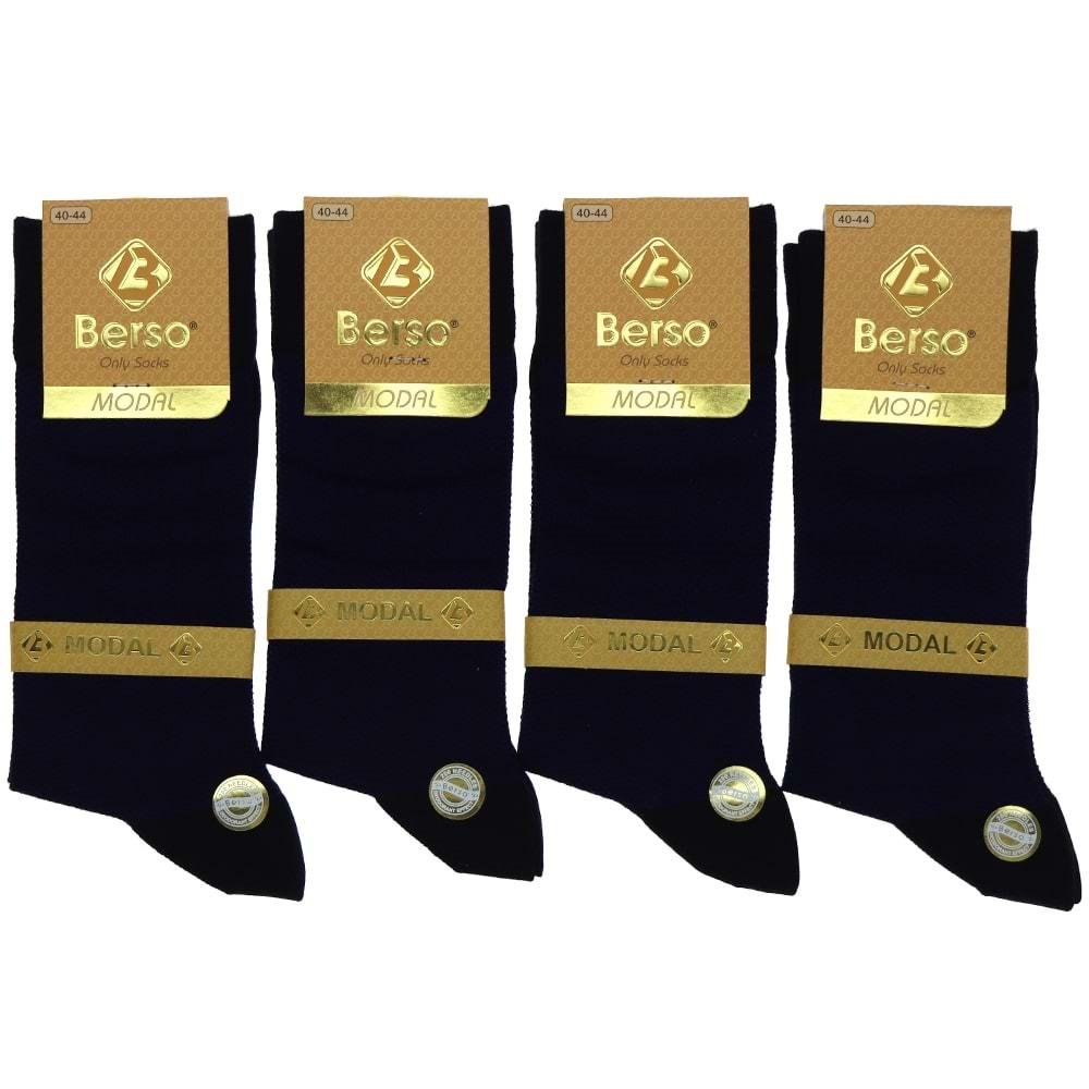 Berso 5091 Erkek Likralı Modal Soket Çorap - Siyah-Bej - PAKET İÇİ TEK RENK