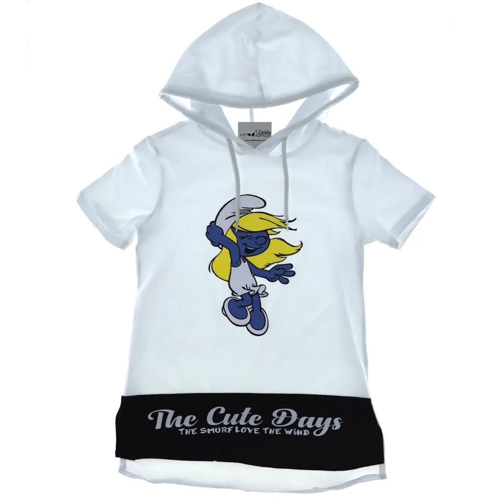487 Şirine Baskılı Likralı Süprem Kapşonlu Kız Sweatshirt 13-16 Yaş - Beyaz - 13-16 YAŞ