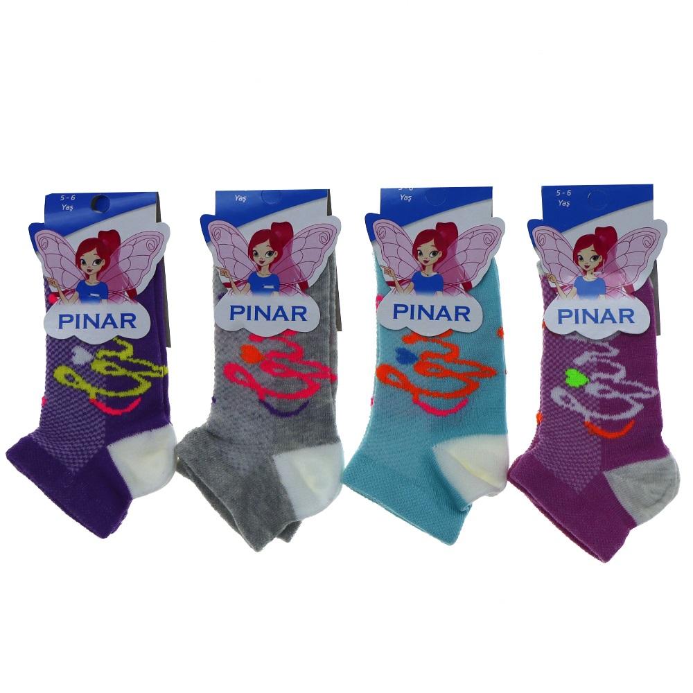 Pınar Kız Çocuk Desenli Likralı Patik Çorap