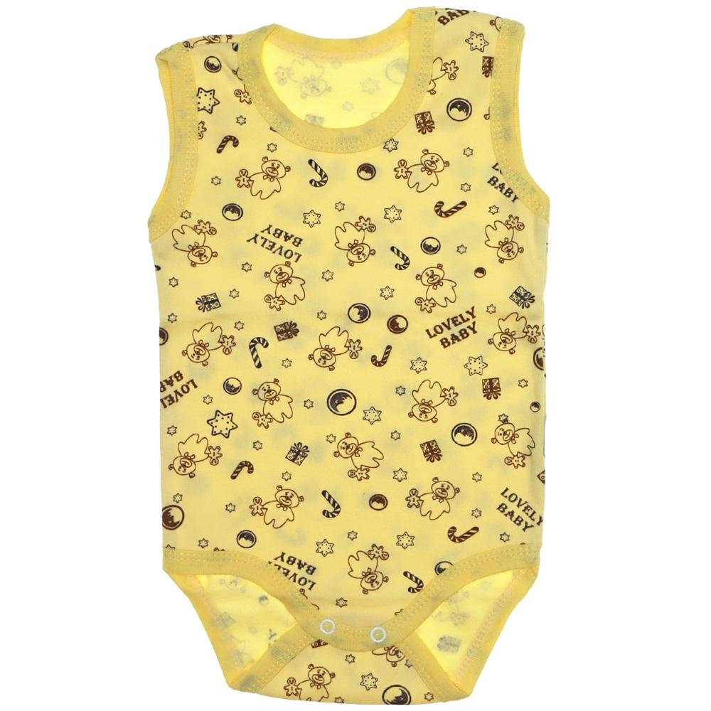 Ayıcık Desenli Penye Askılı Çocuk Çıtçıtlı Badi 3-6-9 Ay