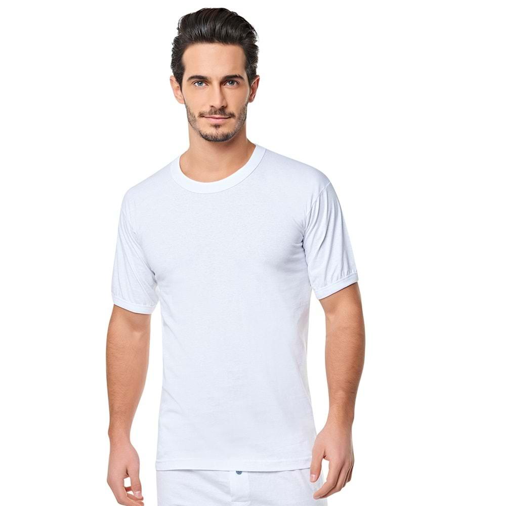 Seher Yıldız 0004 Erkek Kolu Bantlı Sıfır Yaka Atlet - Beyaz - 2