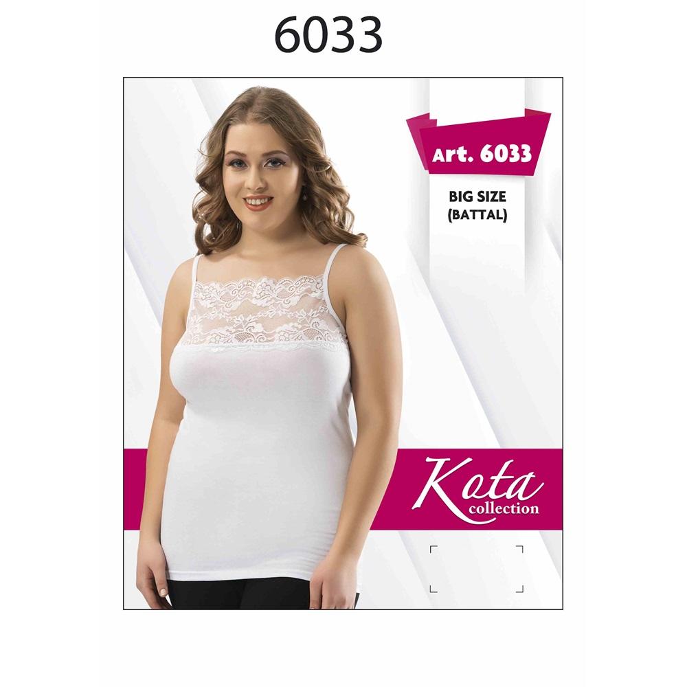 Kota 6033 Bayan Battal Geniş Dantel Atlet - Gri - BATTAL