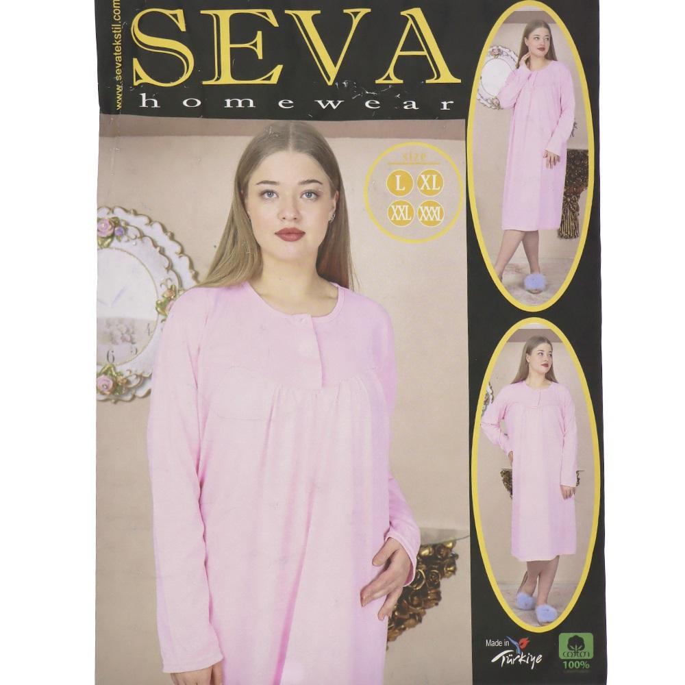 Seva Bayan Düğmeli Uzun gecelik