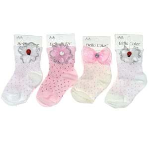 Bella Calze 3012 Aksesuarlı Bebe Çorap 0-6 AY - Karışık Renk - 0-3-6 AY