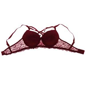 Ebru 1111 Silikonlu Boş Danteli Çapraz Askılı Bayan Sütyen 80-95 - Bordo