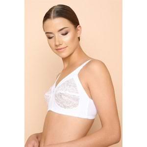 Nbb 352 Bayan Elastan Mikrofiber Toparlayıcı Dantelli Sütyen 75-95 - Beyaz - 95