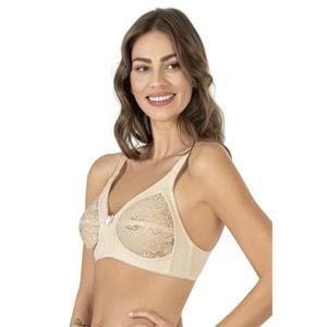 Nbb 352 Bayan Elastan Mikrofiber Top. Dantelli Battal Sütyen 100-110 - Ten - 105
