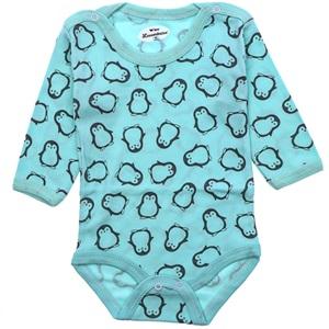 Loveminixx 1057 Çocuk Penguen Baskılı Uzun Kol Çıtçıtlı Badi 0-3-6 Ay
