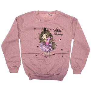 Azranur 2152 Kız Çocuk 2 İplik Şardonlu Little Princess Bas Sweat 3-10 Yaş