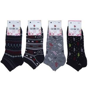 Öz Bican Bayan Likralı Desenli Patik Çorap