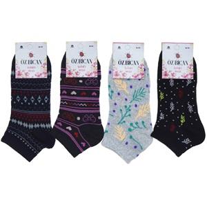 Öz Bican Bayan Likralı Desenli Patik Çorap