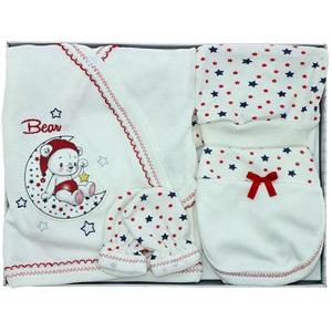 Hopipop 305 Bebe Yıldızlı Ayıcık 5 Parça Zıbın Seti 0-3 Ay - Kahverengi