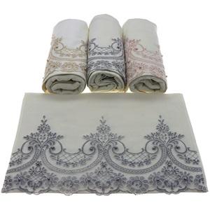 Yoncagül 50x90 cm Kadife Fransız Dantelli El Yüz Havlusu