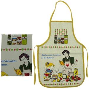 Nur Tekstil Desenli Pamuklu Anneli Kızlı 2 Li Mutfak Önlüğü