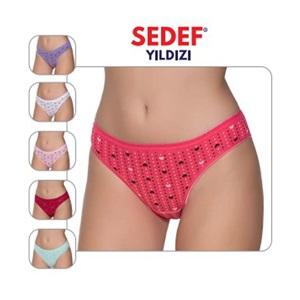 Sedef Yıldızı 1065 Bayan Kalp Baskılı Likralı Bikini Külot