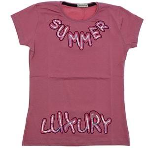 Almila 0006 Kız Çocuk Penye Summer Nakışlı Tişört 9-12 Yaş