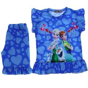 Zara Kız Çocuk Penye Elsa Kalp Balon Baskılı Tişört Şort Takım 3-10 Yaş