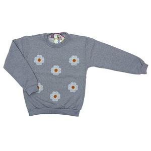Cicigiy Kız Çocuk Çiçek Nakışlı 2 İplik Sweat 8-12 Yaş