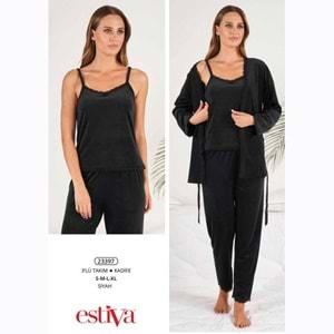 Estiva 23397 Bayan Kadife 3 lü Pijama Takımı S-M-L-XL