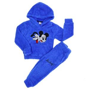 Mubix Life 5560 Çocuk Mickey Mouse Nakışlı Peluş Kapşonlu Takım 2-6 Yaş