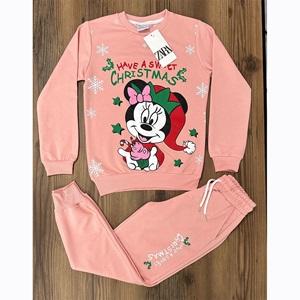 Zara Kız Çocuk Penye Noel Şapkalı Minnie Mouse Kar Tanesi Baskılı Takım 7-10 Yaş